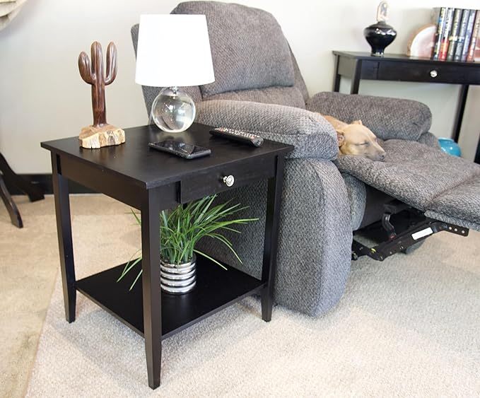 2-Tier Solid Acacia End Table w/Drawer - Image 5