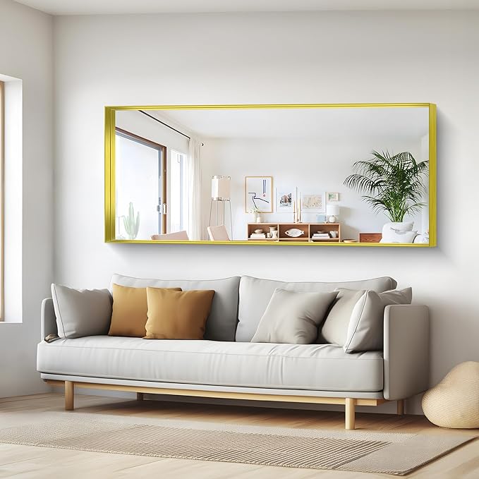 Gold Bathroom Mirror, 72x30 Inch Rectangular Framed Mirror, Large Wall Mounted - Image 5