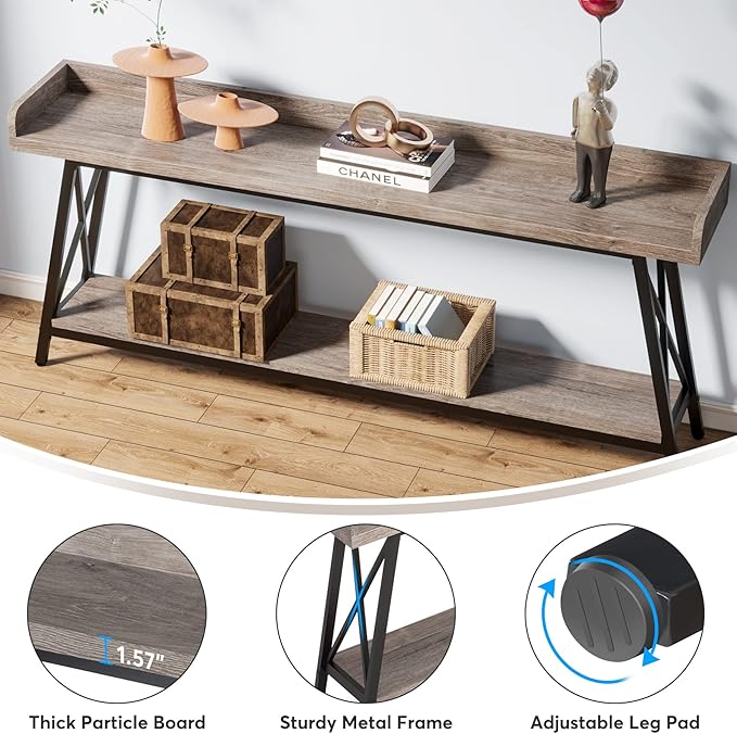 Tribesigns 70.9 inch Extra Long Console Table Behind Couch, Rustic Industrial - Image 7