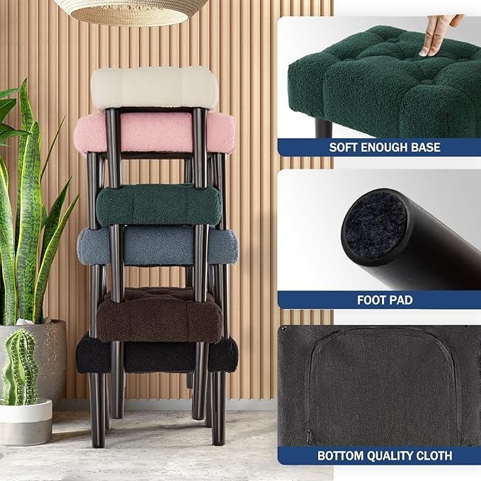 HOUCHICS Fur Padded Foot Stool, Small Ottoman Rest - Image 4