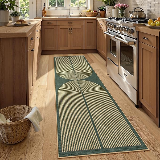 Lahome Modern Rainbow Easy Jute Kitchen Runner, 2x8 Indoor Outdoor Runner Rug - Image 2