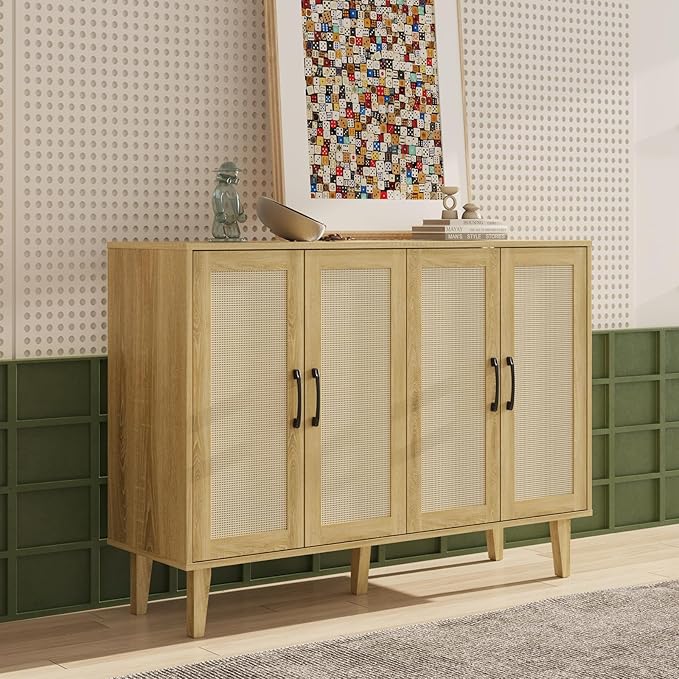 Storage Cabinet with Rattan Trim - Image 2