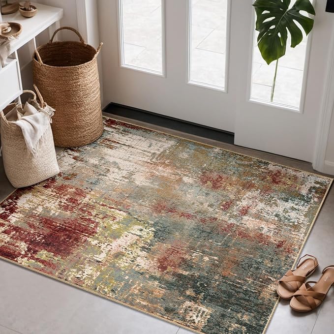 Washable Area Rugs 3'x5' Non-Slip Modern Abstract Soft - Image 2