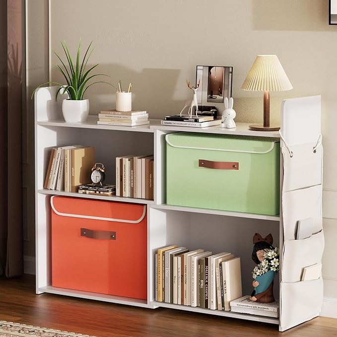 4 Cube Storage Organizer, 32inch Wooden Extendable Book Shelf DIY Bookcase by FOCUSONLIFEBECONVENIENCE