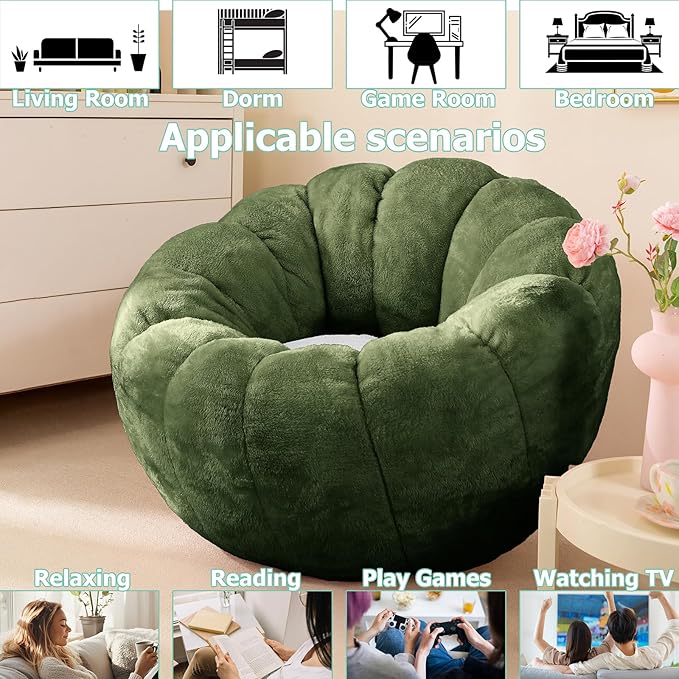 Pumpkin Bean Bag Sofa Chair for Adult, Beanbag Couch - Image 6