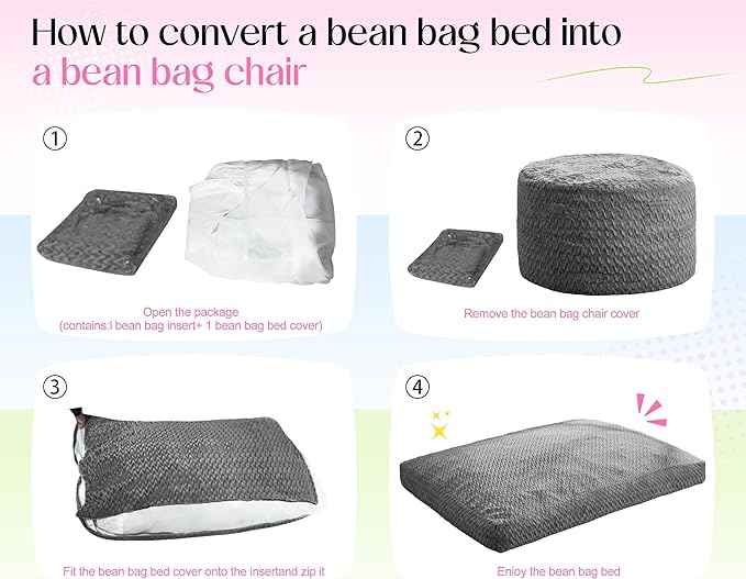 Hobestluk Bean Bag Chair Convertible Beanbag Chairs - Image 7