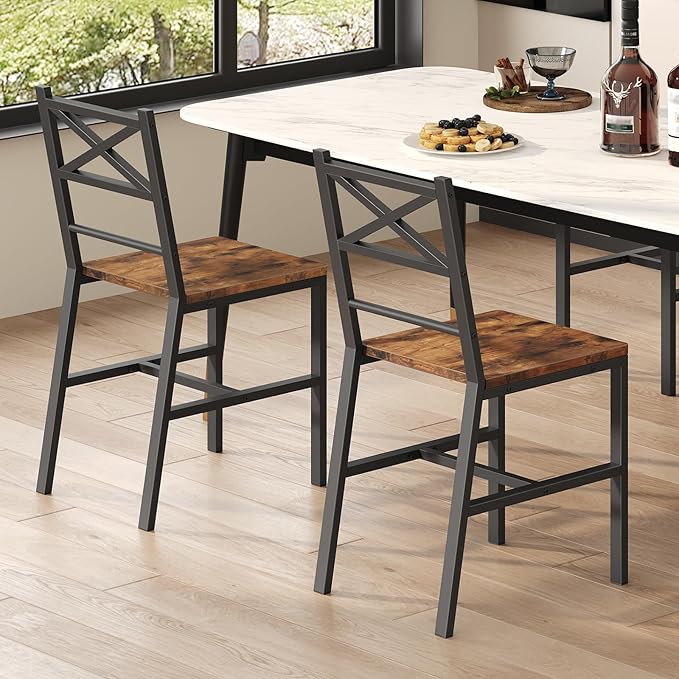 Dining Chair Set of 2, Rustic Wooden Kitchen Chairs - Image 9