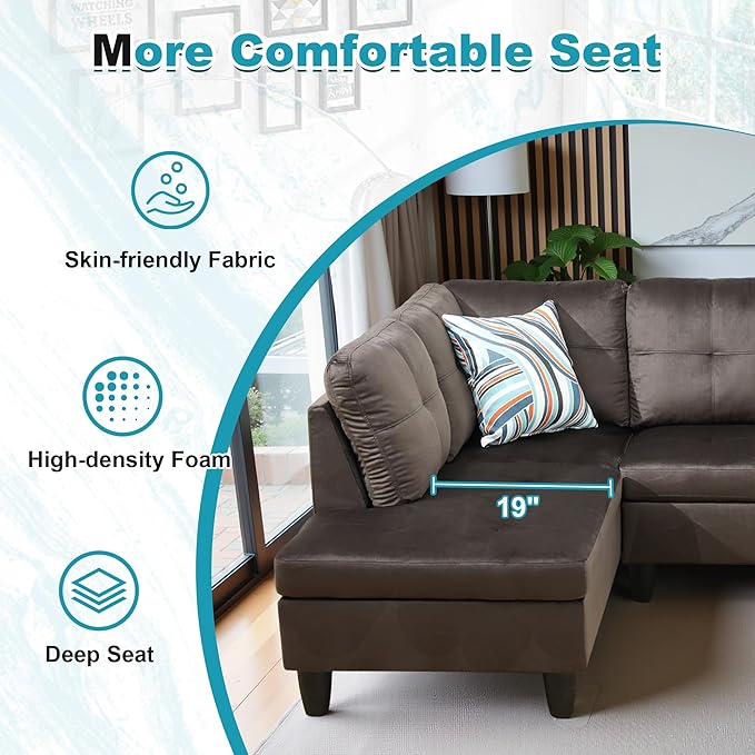 97" Oversized Sectional Couch, L Shaped Couch - Image 5