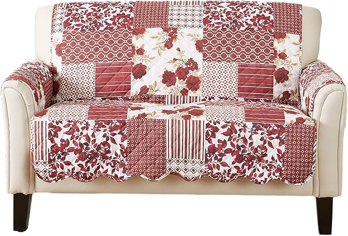 Great Bay Home Patchwork Scalloped Printed Furniture Protector Stain Resistant by GreatBayHome