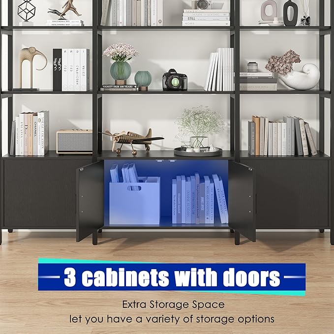 Triple Wide 5 Tier Tall Arched Bookshelf and Bookcase - Image 3