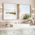 TokeShimi 48x24 Brushed Nickel Bathroom Mirror by RefinedBathroomAccessories