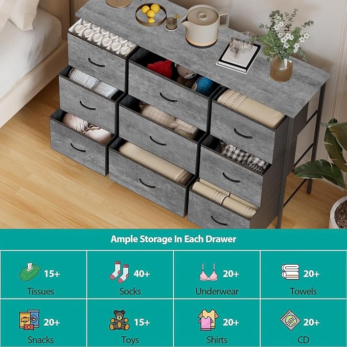 Dresser for Bedroom with 9 Deep Drawers, Wide TV Stand Modern TV Console - Image 5