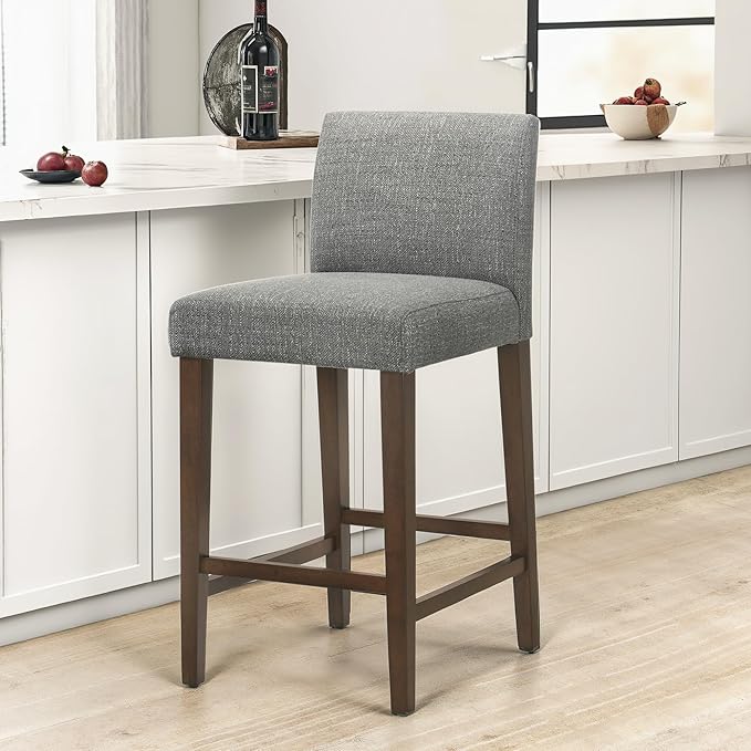 CHITA Counter Height Bar Stools Set of 3, Fabric in Fog Grey - Image 2