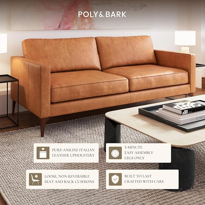 POLY & BARK Mateo Leather Sofa in Full-Grain Pure-Aniline Italian Tanned - Image 5