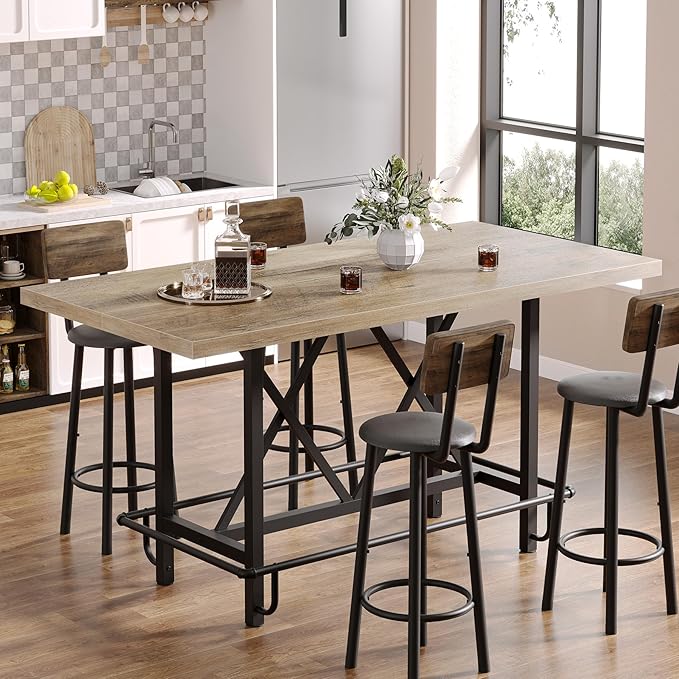 Tribesigns Bar Table, Industrial Counter Height Pub Table - Image 8