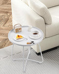 Small Side Round Table for Living Room Bedroom, Weather Resistant Outdoor Side by Unknown