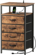 Huuger Night Stand with Charging Station, 4 Drawer Dresser by Huuger