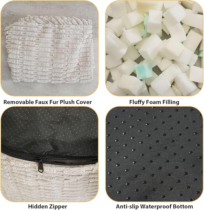 Round Stuffed Pouf Ottoman for Foot Rest, Storage Ottoman Pouf Foot Stool - Image 3