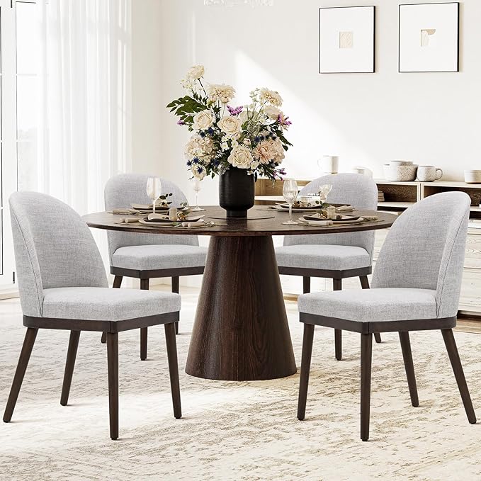 COLAMY Upholstered Dining Chairs Set of 4, Wooden Kitchen Chairs - Image 3