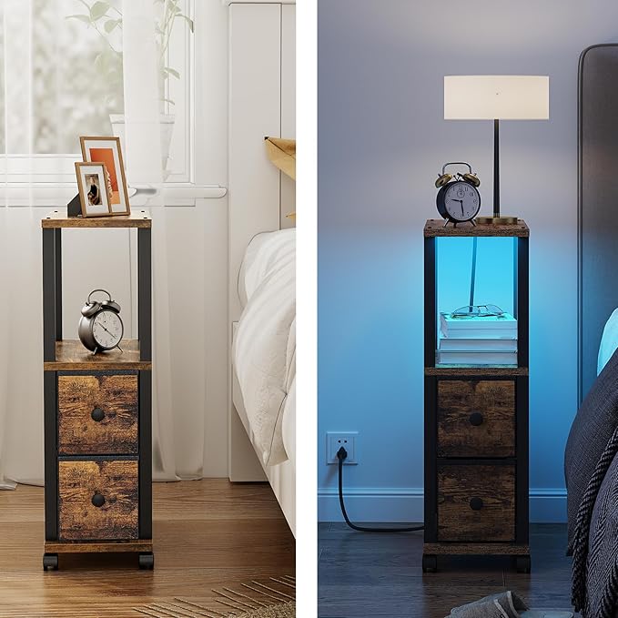 TUTOTAK Small Narrow End Tables, LED Side Tables - Image 6