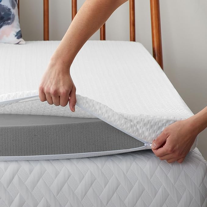 Lucid 4 Inch Bamboo Charcoal Topper and Lucid Zippered Enclosure Mattress - Image 6