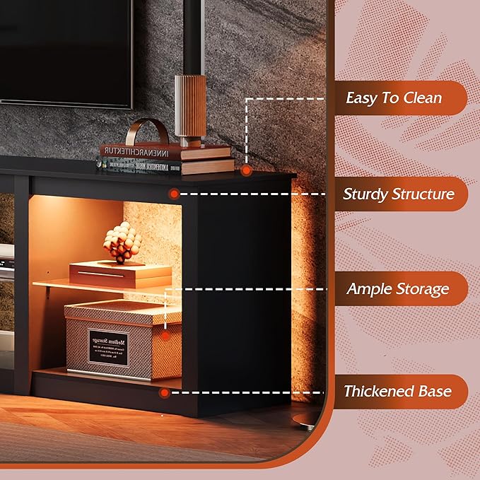 WLIVE TV Stand for 55/65/75 Inch TV, Modern Entertainment Center - Image 6