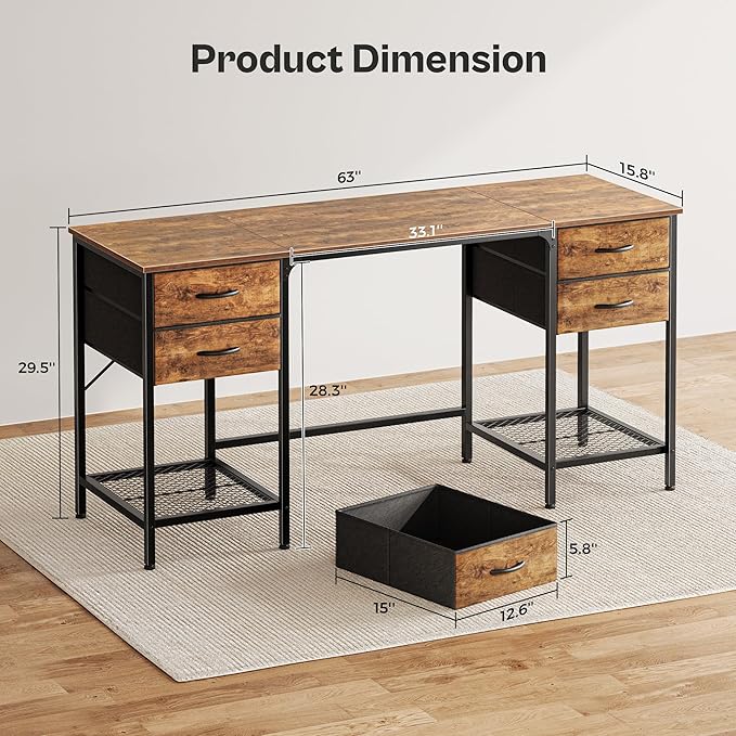 Huuger 63 Inch Computer Desk - Image 3