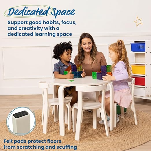 ECR4Kids Bentwood Round Table and Curved Back Chair Set, Kids Furniture - Image 3