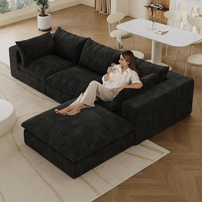 118.2" L Shaped Modular Sectional Cloud Couch - Image 5