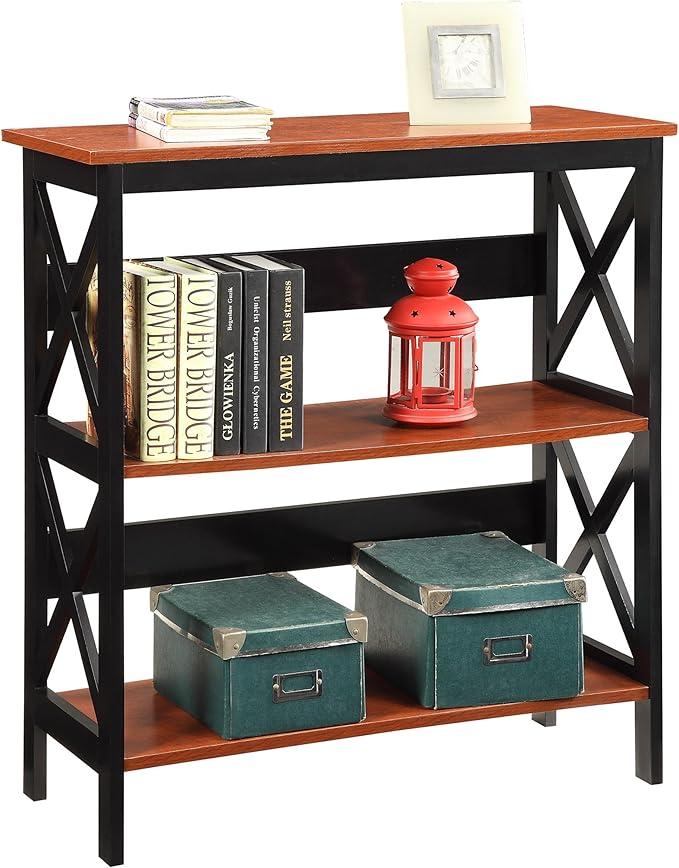 Convenience Concepts Oxford 3 Tier Bookcase, Cherry / Black - Image 4