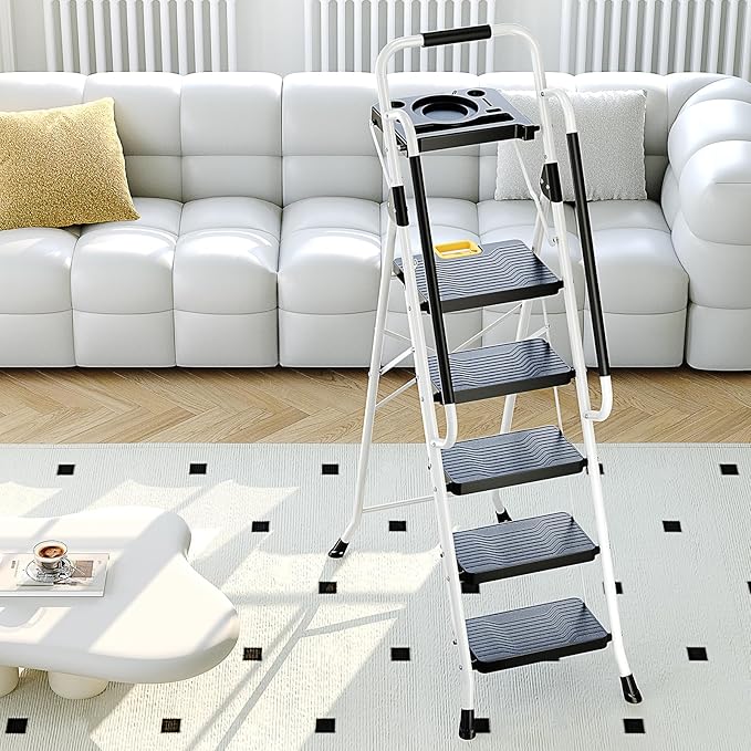 KINGRACK Folding 5-Step Ladder, 800 lbs Capacity Step Stool - Image 8