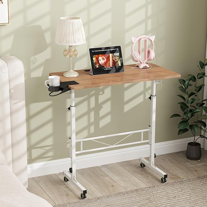 Hadulcet Portable Standing Desk, Rolling Desk Adjustable Height, Mobile Laptop - Image 2