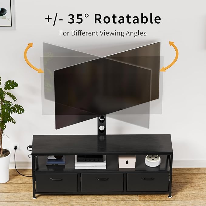JUSTOGO TV Stand with Mount and Power Outlet, TV Stand Mount with Storage - Image 6