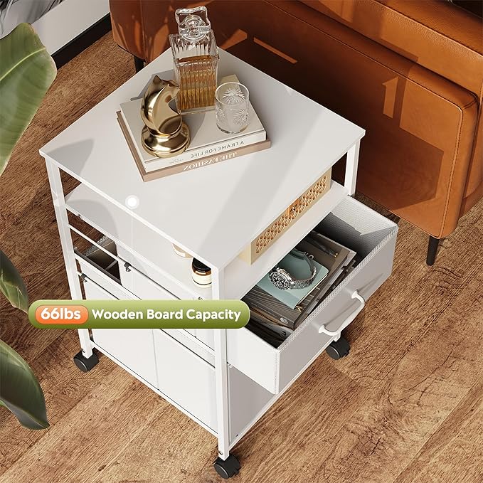 DEVAISE 2 Drawer Fabric Vertical Filing Cabinet, Rolling Printer Stand - Image 5