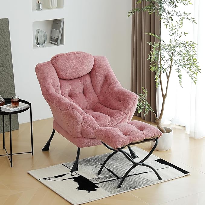 Lazy Chair with Ottoman, Modern Chair with Folding Footrest, Lounge Accent Chair - Image 7