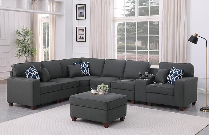 127" L-Shaped Sectional Couch by Unknown