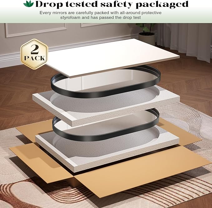 2 Pack Black Oval Mirrors - Image 8