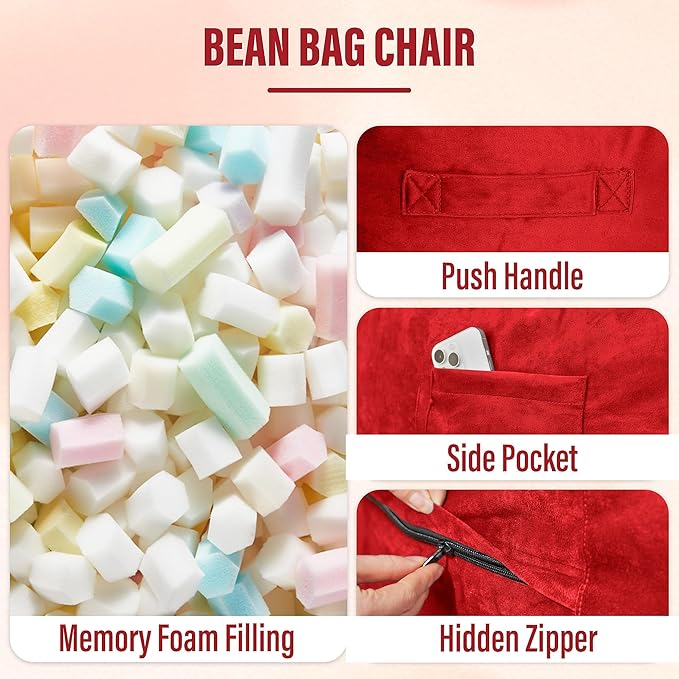 HABUTWAY Bean Bag Chair: Giant 6' Memory Foam Furniture Bean Bag Chair - 6Ft - Image 4