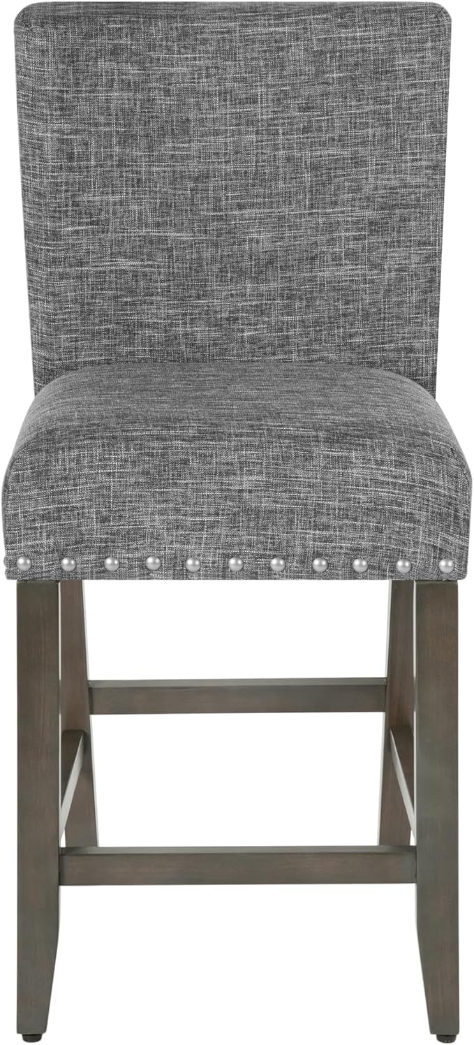 Homepop Home Decor | Nailhead Trim Counter Height Bar Stools | 24 Inch Bar - Image 5