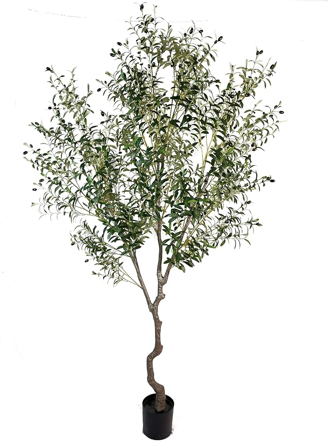 Artificial Tree Faux Olive Tree 8ft Tall Fake Olive Plant in Pot Fake Silk Tree by AfanD