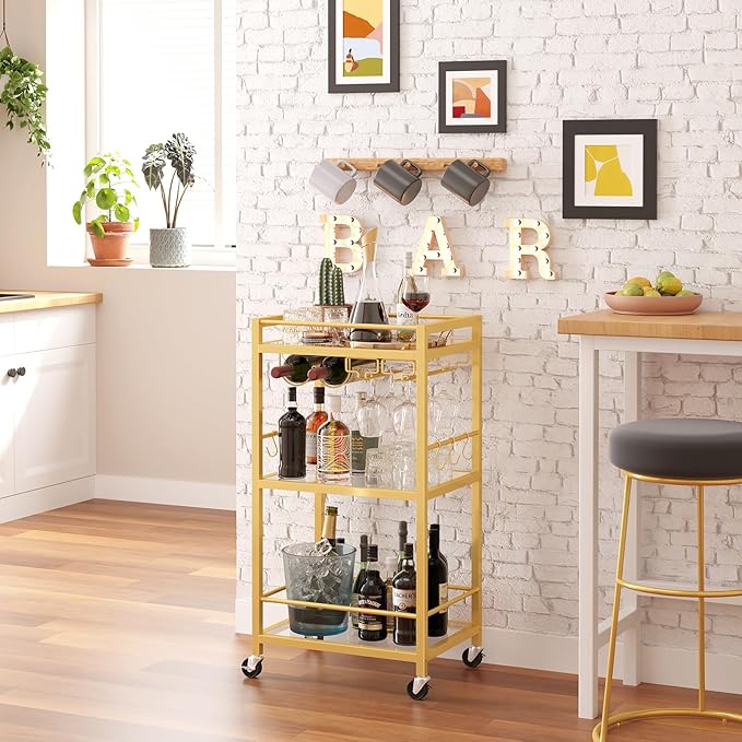TUTOTAK Bar Cart, Home Bar Serving Cart - Image 2