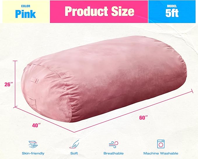 Hobestluk 5FT Bean Bag Chair Large Beanbag Lounger - Image 2
