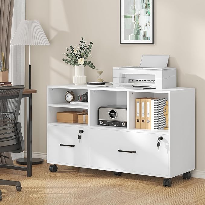 2 Drawer Wood Mobile Large Lateral File Cabinet - Image 7