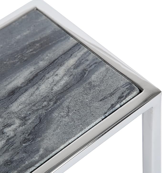 Kate and Laurel Jaspur Modern Drink Table, Decorative Glam Marble Accent Table - Image 4