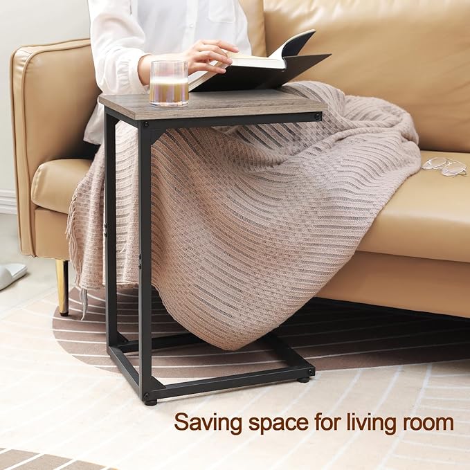AMHANCIBLE C Shaped End Table, Slide Under Couch Table - Image 2