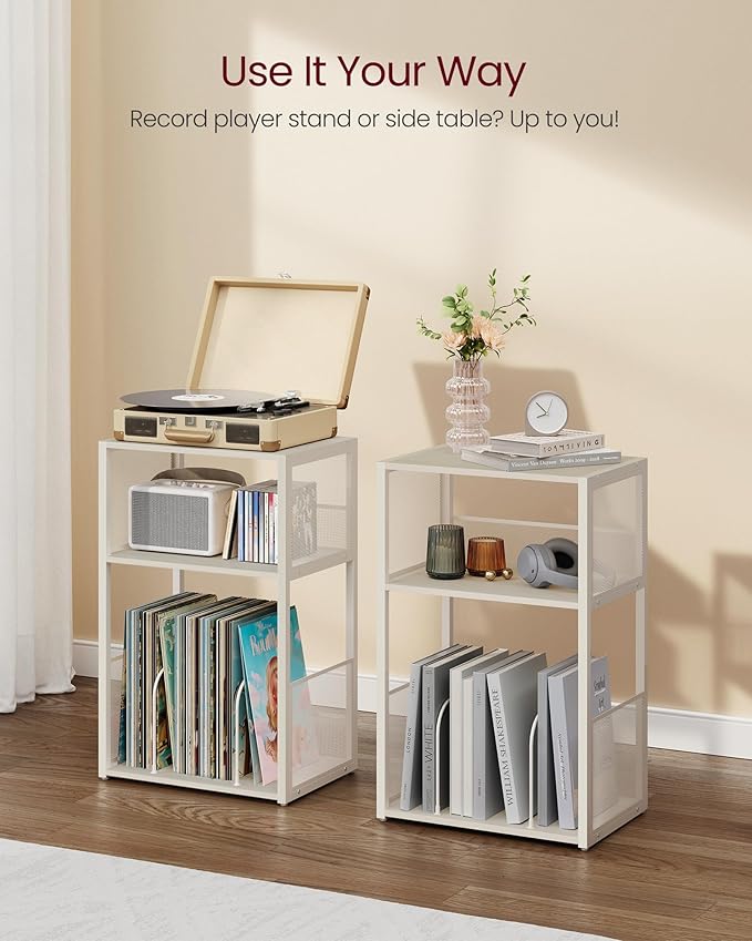 VASAGLE Record Player Stand, 3-Tier Side Table, Vinyl Record Storage up to 100 - Image 6