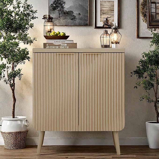 Buffet Cabinet, Sideboard Fluted Cabinet Modern Kitchen Buffet Storage Cabinets - Image 3