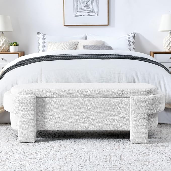 KEIKI 51" Linen Ottoman Bench - Image 5