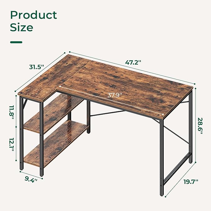 Huuger 47 Inches L Shaped Desk, Computer Desk - Image 3