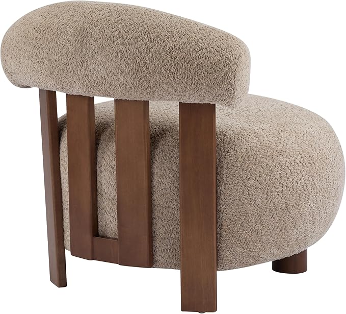 Christopher Knight Home Elvina Boucle Fabric Accent Chair, Solid Wood Single - Image 6
